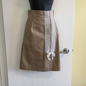A-Line Skirt with Ribbon Detail - Tan